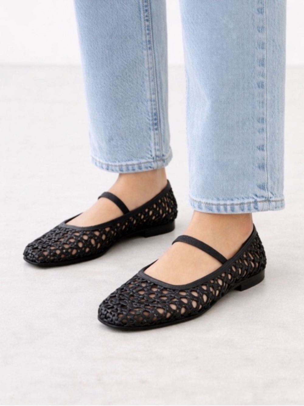 Joie Black Woven Mary Jane Ballet Flats NWT
